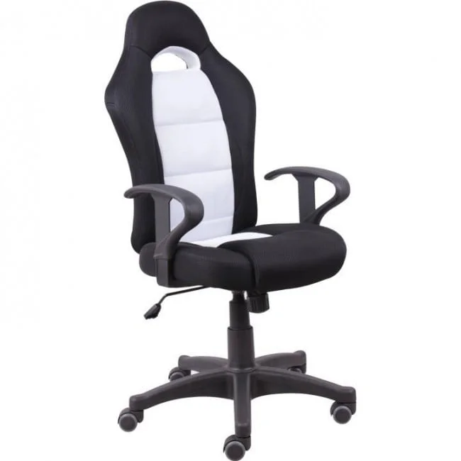 siège gamer simili cuir NOIR + BLANC