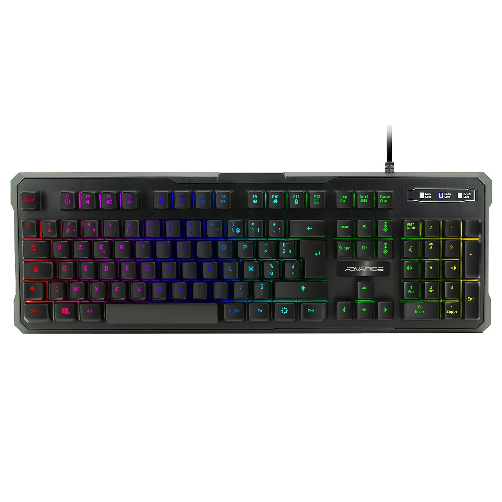 CLAVIER GAMING USB ADVANCE GTA230 TOUCHES SEMIMECANIQUES – RETROECLAIRAGE