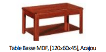 Table Basse MDF, [120x60x45], Acajou D-31012