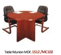 Table Réunion MDF, 1512 /MC102 [115X115X76], Acajou,