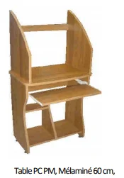 Table PC PM, Mélaminé 60 cm, Haute, Séparation, TL0006