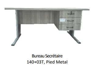 Bureau Secrétaire 140+03T, Pied Metal BLM0030,